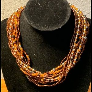 Amber Faceted Beads, Golden Beads, & Crystal Necklace  🚀🎉CLOSET CLEAROUT🎉🚀